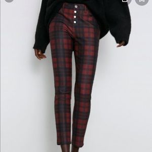 Zara red and black plaid skinny trousers. Never worn with tags.